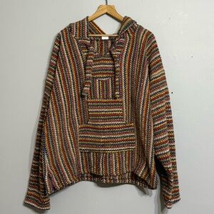 El Paso Saddle Blanket Co Baja Pullover Adult LARGE Surfer Drug Rug Camp Rainbow